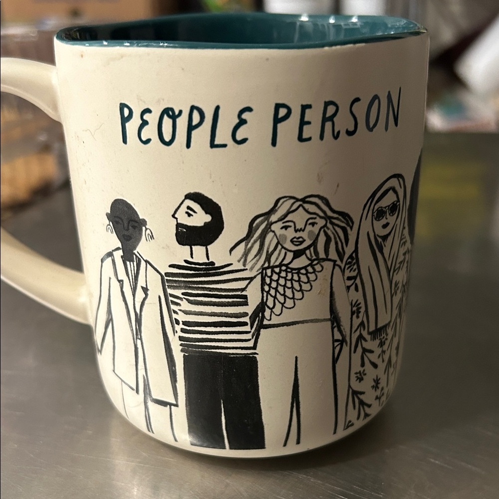 People Person Ceramic Mug - Cream and Black
